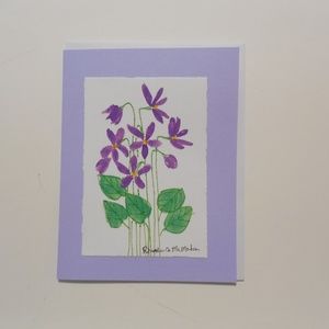 Violets Watercolor Card and Envelope